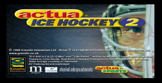 Actua Ice Hockey 2 Title Screen